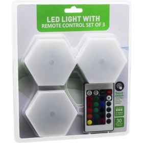 Resim Die Grup 3pcs - Altıgen - Rgb Kumandalı - Pilli - Dokunmatik Lamba Seti 6 LED (4887) DIEGRP-RSGO34 