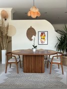 Resim Luna Oval Ceviz Ahşap Bohem Masa 80x150 