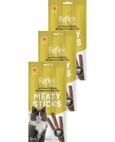 Resim Meaty Sticks Av Hayvanı Ve Kaz Etli Kedi Ödül Çubuğu 3x5gr Üçlü Paket 