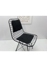 Resim Knsz kafes tel sandalyesi 1 li mazlum syhsiyah çizgili kumaş sırtminderli ofis cafe bahçe mutfak 