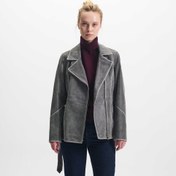 Resim Gri Deri Kadın Deri Ceket - K24KDM320459-Q3T 