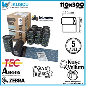 Resim Inkanto 5 ADET Armor 110mmx300mt Wax Ribon Kuşe&Vellum 
