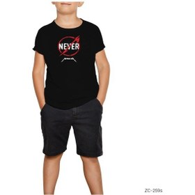 Resim Metallica Never Siyah Çocuk Tişört Siyah 