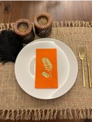 Resim Gold Yaldızlı Turuncu Palmiye Peçete 16 Adet 