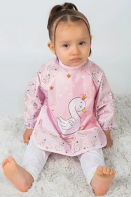 Resim DYZSTAR Kuğu Desenli Uzun Kollu Sıvı Geçirmez Bebek Mama ve Aktivite Önlüğü 6-24 Ay - Cepli, Leke Tutmaz, Ayarlanabilir 