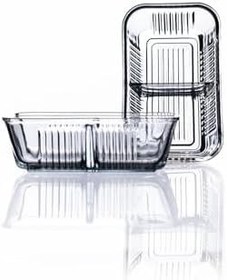 Resim Fhilli Frigo 2 Adet Bölmeli Kahvaltılık Tereyağlık Sızdırmaz Kapaklı Cam Saklama Kabı 