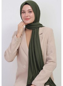 Resim Manolyaşal İslamic Hijab Tesettür Penye Şal - 70 X 180 / Haki Haki 