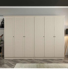 Resim Kale 6 Kapaklı 4ç Taçlı Dolap Kumtaşı Mebran Panjur Kumtaşı 210cm Bej 