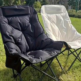 Resim Taşınabilir Ergonomik Ay Sandalyesi Sırtlık ile - Dayanıklı Oxford Kumaş ve Demir Alaşımlı Çerçeve, Plaj için Katlanabilir Kamp Sandalyesi, Balıkçılık, Dış Mekan Dinlenmesi, Balıkçılık Gereçleri | Sağlam Rekliner Yapısı 