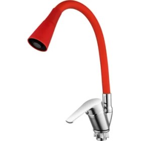 Resim Toptan Bulurum Oynar Başlıklı Çelik Spiral Üzeri Silikon Kaplama Musluk Başlığı Kobra Fonksiyonlu Musluk - Kırmızı 
