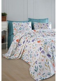 Resim Baskılı Pike Takımı Çift Kişilik Floral Lila Lila 