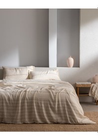 Resim Madame Coco Breville Tek Kişilik Müslin İpliği Boyalı Lastikli Nevresim Takımı - Ekru/haki 8684427207598 Çok Renkli 