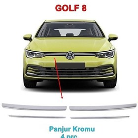 Resim Vw Golf 8 Ön Panjur Çıtası Nikelajı 2020 Sonrası 4 Prç P. Çelik N11.4209 