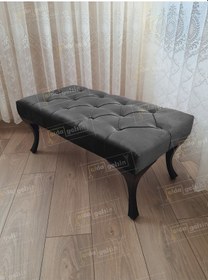 Resim Kapitoneli Ayak Ucu Kapı Önü Antre Bench Puf Siyah Ayak 120 45 Antrasit 