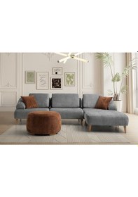 Resim Arti Ahşap Ayaklı Köşe Takımı Gri 