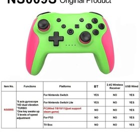 Resim Ns009s-5-ns009s Kablosuz Denetleyici Bt Nintendo Anahtarı Pro Pc Ps3 Tv Kutusu Joystick Çift Titreşim Nfc Profesyonel Gecikmesiz Gamepad 
