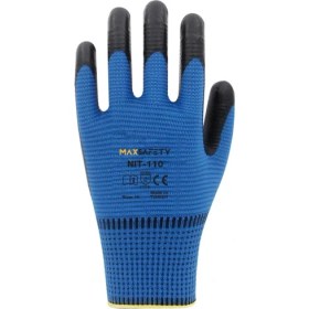 Resim Max Safety Maxsafety Zebra Nitril Kaplı Iş Eldiveni Mavi-Siyah No: 9 Bahçe Eldiveni 
