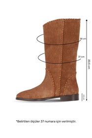 Resim Bueno Shoes Taba Süet Kadın Düz Çizme 30wc25567 