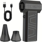 Resim Oldfriend Siyah Dıywork Turbo Jet 4 Hız Ayarlı 130.000 Rpm Kablosuz Şarjlı Type-c Elektrikli Üfleyici 