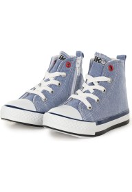 Resim Kiko Kids Tinna Bağcıklı Erkek Çocuk Boğazlı Keten Spor Ayakkabı Kot Mavi 