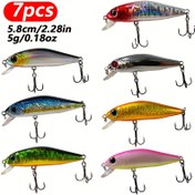 Resim 7 adet Mini Yüzen Wobbler - 5.8cm 5g Balıkçılık Yemi için Levrek, Jerkbait Yem, Pesca için Yapay Yem 