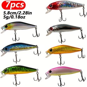 Resim 7 adet Mini Yüzen Wobbler - 5.8cm 5g Balıkçılık Yemi için Levrek, Jerkbait Yem, Pesca için Yapay Yem 