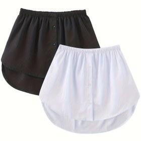 Resim İki Parça Günlük Elastik Belli Etek | Düğmeli Şık Kavisli Etek Uçlu Etekler, Düz Renk, Tüm Sezon Kadın Giyim 