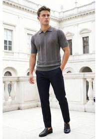 Resim Sayzen Your Shine Sayzen Desenli Polo Yaka Tişört Man2605 Füme 
