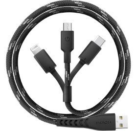 Resim Energea C89 Nyloflex 3in1 1.5m 3A USB To Type-C Lightning Micro Hızlı Şarj Kablosu 