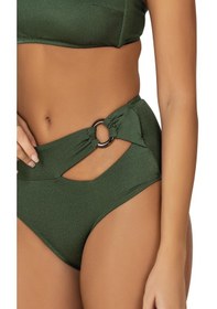 Resim Endeep Kadın Halka Aksesuarlı Tek Omuz Yeşil Bikini Takımı-yeşil 
