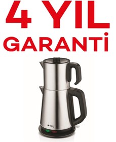 Resim woodhub Gri Renkli Paslanmaz Çay Makinesi, Şık ve Dayanıklı Tasarım 