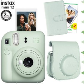 Resim Fujifilm Instax mini 12 Mavi Fotoğraf Makinesi-20'li Film-Laporta Albüm ve Deri Kılıf Seti 