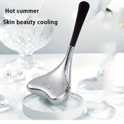 Resim 1 adet/2 adet Paslanmaz Çelik Güzellik Buz Topu - Hafif Bej Sıkılaştırma için Elips Yüz Rulosu, Şişkinlik ve Kırışıklık Azaltma, Ergonomik Saplı Taşınabilir Cilt Bakım Aracı, Pil Gerekmez, Yazlık Kullanım, Parlak Metalik Bitiş | Dokulu Yüzey, Yüz için Hafif Bej Sıkılaştırıcı 