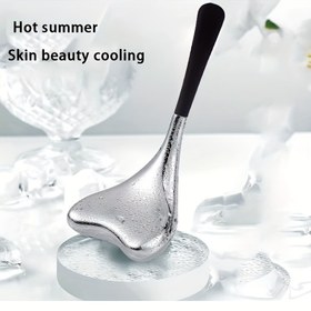 Resim 1 adet/2 adet Paslanmaz Çelik Güzellik Buz Topu - Hafif Bej Sıkılaştırma için Elips Yüz Rulosu, Şişkinlik ve Kırışıklık Azaltma, Ergonomik Saplı Taşınabilir Cilt Bakım Aracı, Pil Gerekmez, Yazlık Kullanım, Parlak Metalik Bitiş | Dokulu Yüzey, Yüz için Hafif Bej Sıkılaştırıcı 