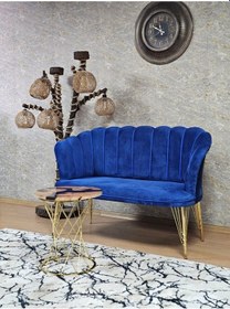 Resim Zafir İkili Gold Kaplama Tel Ayak Papatya Çay Seti Koltuk Takımı , Balkon, Salon, Ofis, Cafe Koltuk Takımı Mavi 