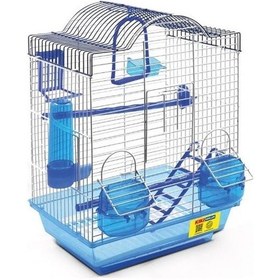 Resim Kiki Excellent Beşgen Çatılı Çift Kapılı Ve Yemlikli Muhabbet Kuşu Kafesi Renkli 