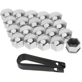 Resim Tesla Model 3 / X / S İçin 20 Adet Araba Somun Cıvata Kapağı Toz Geçirmez Paslanmaz Kapak Seti Gümüş 