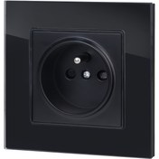 Resim Taşınabilir Duvar Prizi Siyah Temperli Cam Malzeme Gömme Duvar Çıkışı 250V 16A Ofis Yatak Odası Oturma Odası Otel ve Diğer Yerler İçin Uygun 