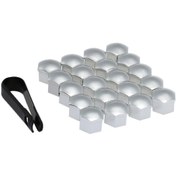 Resim Yunboo 17mm Abs Lastik Somun Kapağı - Evrensel Uyum, Korozyon Koruması, Tezgah Çıktısı Artırıcı Gümüş Rengi, 20 Adet + Çıkarma Aleti 