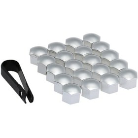 Resim Yunboo 17mm Abs Lastik Somun Kapağı - Evrensel Uyum, Korozyon Koruması, Tezgah Çıktısı Artırıcı Gümüş Rengi, 20 Adet + Çıkarma Aleti 