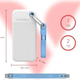 Resim Verbatim Pocket SSD 2 Tb, Harici SSD USB 3.2 Gen 2, 1000 Mb/s'ye Kadar Okuma ve Yazma, Harici Sabit Sürücü, Dahil. Pc, Mac ve Konsol Için 2 Adet Kauçuk Kılıf (Beyaz ve Açık Mavi), Beyaz 