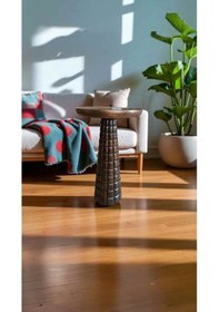 Resim Doğal Ahşap Ceviz Renk Mantar Sehpa Tekli Yan Sehpa Modeli - Mushroom Wooden Table Ceviz 