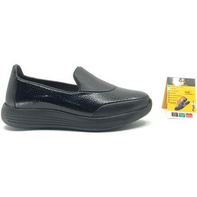 Resim Forex Dr.Tavsiyeli Hakiki Deri Kadın Casual Ayakkabı Siyah Rugan 