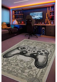 Resim Homshtag Gamer Odası Halısı,krem Renkli Genç Odası Halısı,renkli Oyuncu Odası Halı Çocuk Odası Halı Çok Renkli 