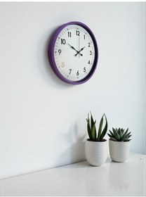 Resim 36 Cm Mor Dekoratif Duvar Saati Mor - Beyaz 