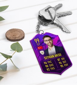 Resim Bk Gift Kişiye Özel Ahşap Anahtarlık Futbolcu Kartı-1 