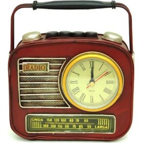 Resim Turtcest Dekoratif Metal Radyo Saatli Kumbara Vintage Biblo Hediyelik 