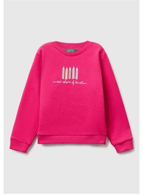 Resim Benetton Kız Bebek Fuşya Sweatshırt Pembe 