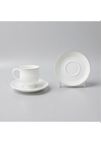 Resim Özlife Duru Ayaklı Porselen Yaldızlı Kahve Fincanı Seti Takımı 6 Kişilik 9021 Beyaz 