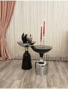 Resim Olympos Dekoratif Parlak Siyah Kısa Model Krom Sehpa 50 Cm 